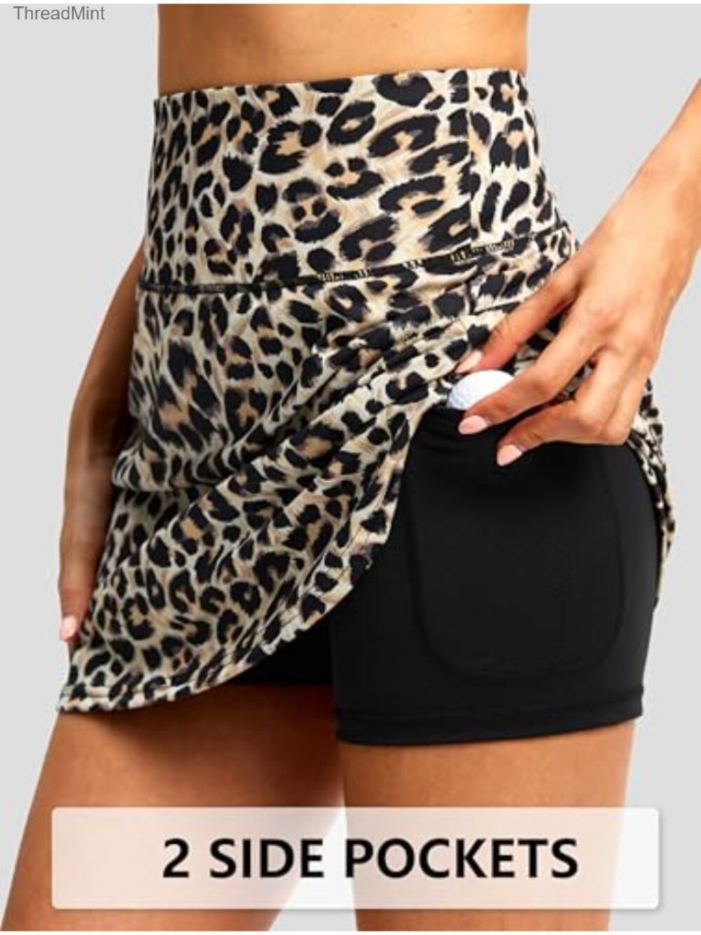 Women's Athletic Skort with Built-In Shorts, High Waist, 2 Pockets, 4-Way - Picture 4 of 6